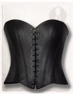 Medieval leather bodice model Tamara, black