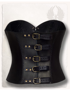 Medieval leather bodice model Tamara, black 2