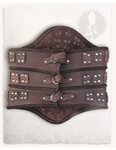 Medieval leather bodice model Evandra, brown 2