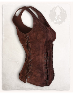 Medieval leather bodice model Sarina, brown 2