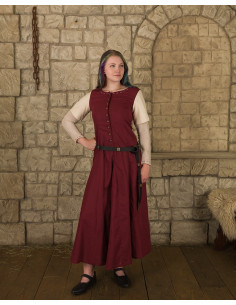Medieval dress for women model Elodie, burgundy-cream
