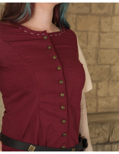 Medieval dress for women model Elodie, burgundy-cream 2