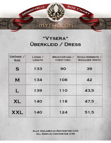 Medieval surcoat for women, Vysera...