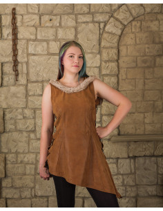 Medieval dress with hood model Freya, brown