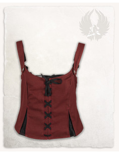 Medieval leather bodice model Lea, burgundy