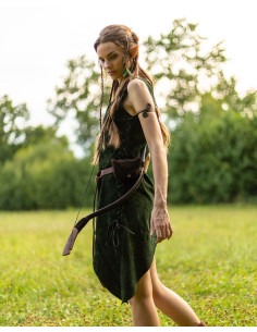 Elvish medieval tabard in suede Lunette model, green 2