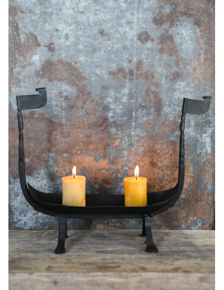 Viking ship candle holder, wrought iron