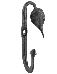 Hand forged wall hook with leaf (10 cm.)