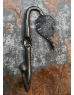 Hand forged wall hook with leaf (10 cm.) 2