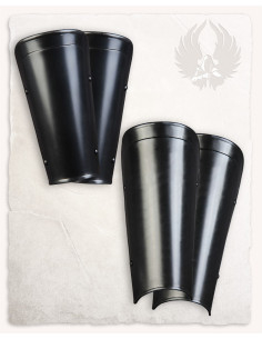 Lucas model medieval bracers and greaves set, blackened...