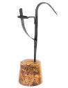 Medieval table candelabra with wooden base (30 cm.)