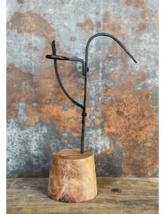 Medieval table candelabra with wooden base (30 cm.) 2