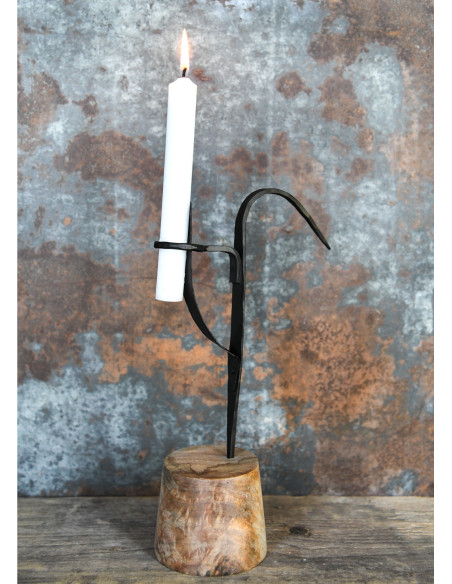 Medieval table candelabra with wooden...