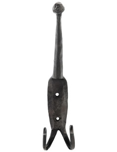 Medieval wrought iron hook for 2 coats (17 cm.)