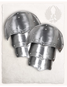 Medieval steel shoulder pads Mina model, polished finish.