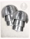 Medieval steel shoulder pads Mina model, polished finish.