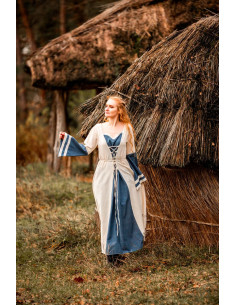 Dorothea model medieval dress, natural-blue color 2