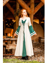 Dorothea model medieval dress, natural-green color