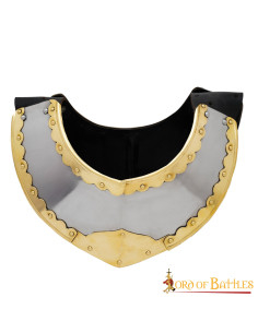 Medieval steel gorget Hussar model with brass edge