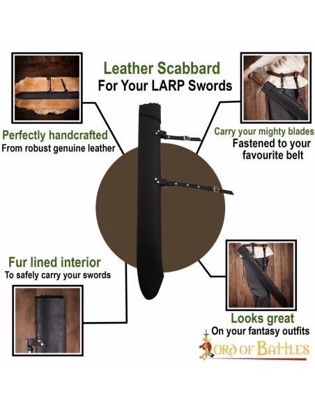 Leather sheath for swords, LARP (97 cm.)