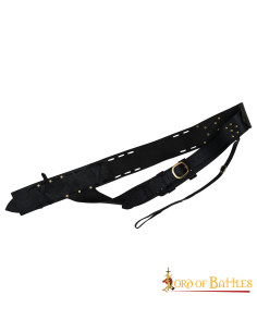 Medieval leather scabbard for the back, brown and black
