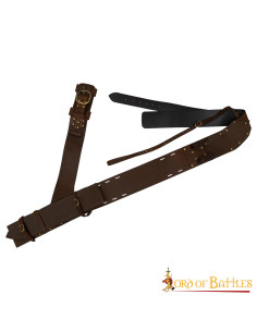 Medieval leather scabbard for the back, brown and black 2