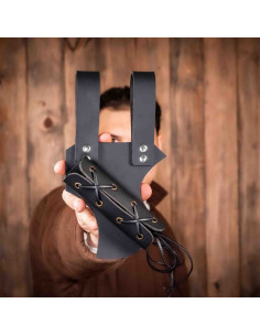 Medieval adjustable leather baldric, black