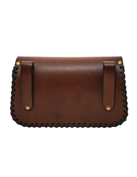 Embossed Celtic cross leather bag, brown