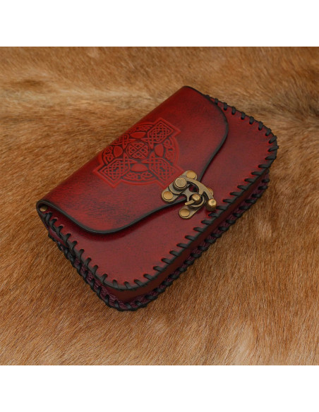 Embossed Celtic cross leather bag,...