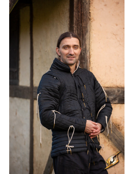 Medieval knightly gambeson in black