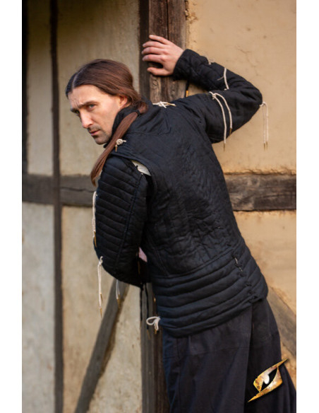 Medieval knightly gambeson in black