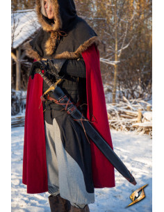 Holster with belt for swords, black-brown color 2