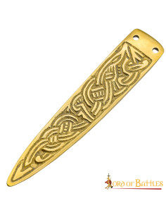 Medieval brass Celtic knots belt tip (9 cm.)