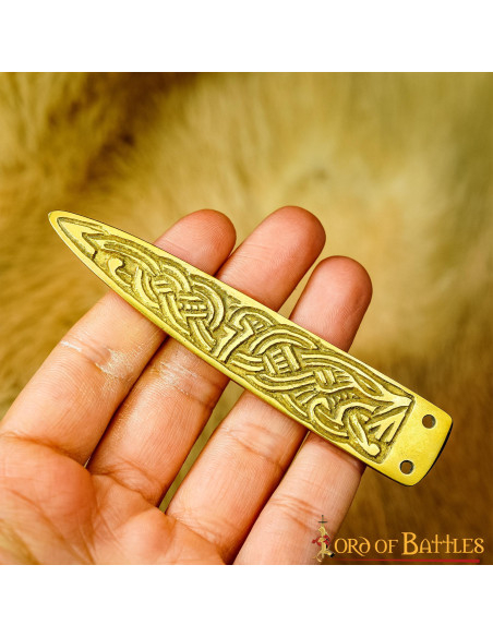 Medieval brass Celtic knots belt tip...