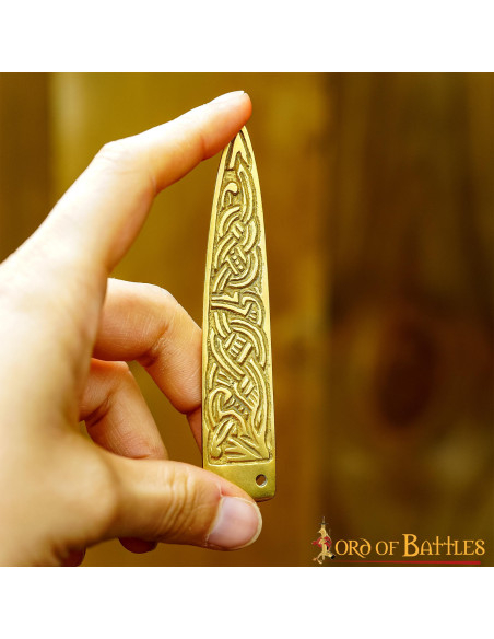 Medieval brass Celtic knots belt tip...