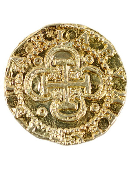 2 Escudos golden coin, 3 cms.