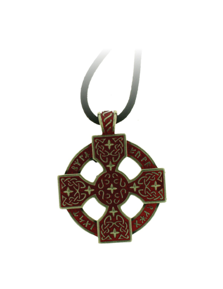 Enameled Celtic Cross pendant, 3 cm.
