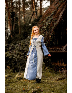 Medieval dress model Amalia, natural-blue