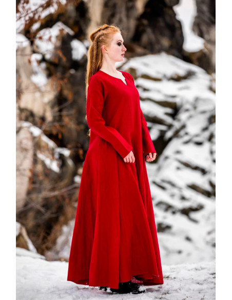 Viking linen dress model Anna, red