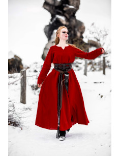 Viking linen dress model Anna, red