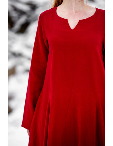 Viking linen dress model Anna, red