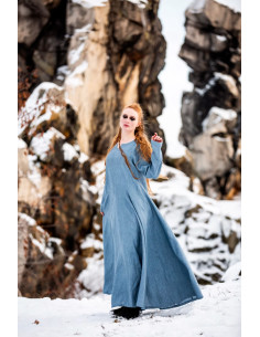 Viking linen dress model Anna, blue
