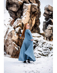 Viking linen dress model Anna, blue 2