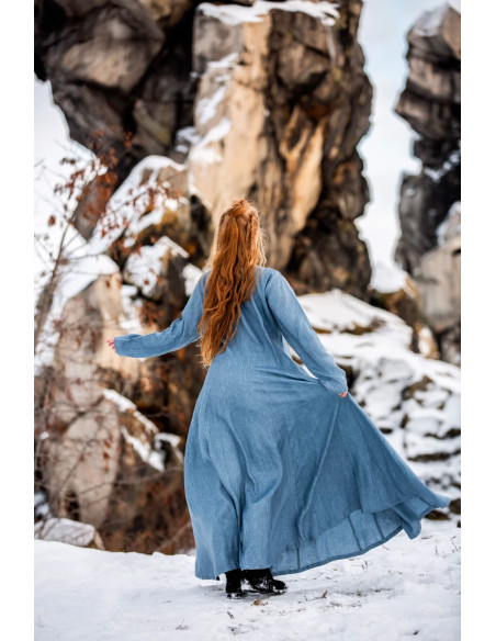 Viking linen dress model Anna, blue