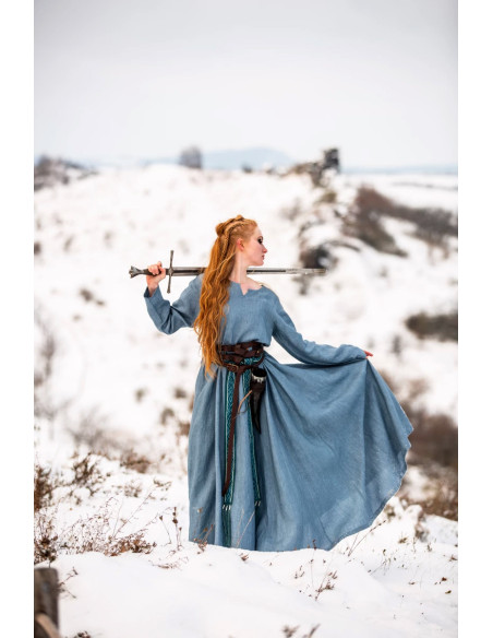 Viking linen dress model Anna, blue