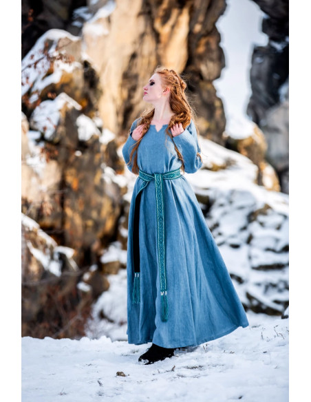 Viking linen dress model Anna, blue