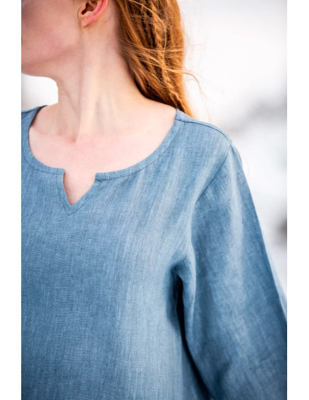 Viking linen dress model Anna, blue