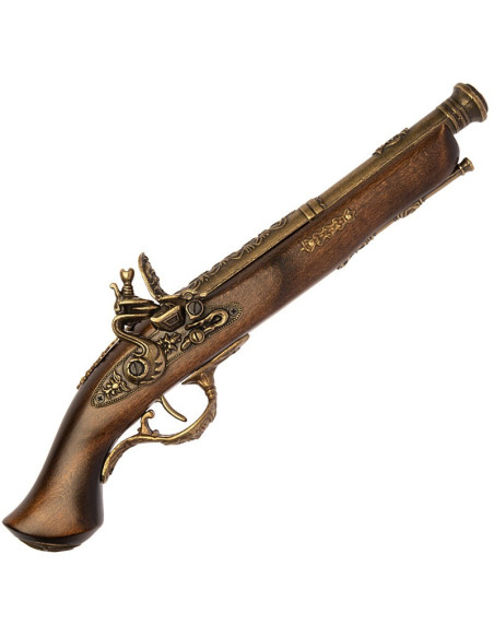 French brass flintlock pistol, 18th...