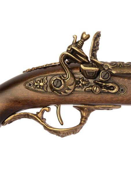 French brass flintlock pistol, 18th...