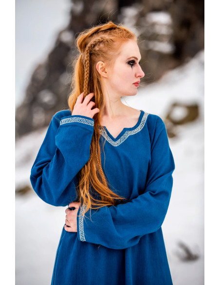 Viking cotton dress Brígida model, blue